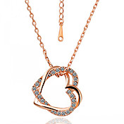 ROXI Korean Style Austria Crystal Double Winding Heart Pendant Necklace Necklace:2.6*2.5cm