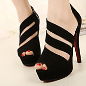 Suede Women's Stiletto Heel Peep Toe Sandals Shoes