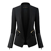 Maipinku Women's Stand Collar Purity Color Sheath Long Sleeve Suit Blazer