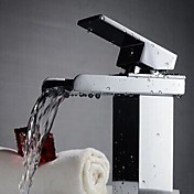 Modern Single Handle Waterfall Bathroom Sink Faucet (Chrome Finish) 