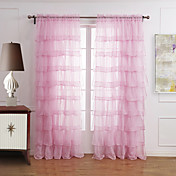 (One Panel Rod Pocket) Elegant Minimalist Solid Plicate Sheer Curtain