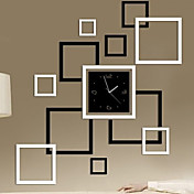 3D DIY Acrylic Squares Mirror Wall Stiker Clock
