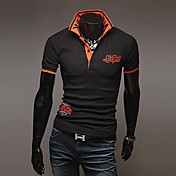Lesen Men's Lapel Stylish Embroidery Short Sleeve T-Shirt O