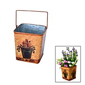 Wrought Iron Rustic Style, Square Steel Drum  Flower Vase