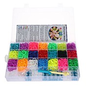 Rainbow Loom  DIY Twistz Silicone Bandz Rubber Bands Bracelets with 6300pcs Bands and 100 S-clips in Plastic Carry Case (21 Colors per 300pcs)
