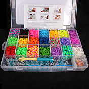 Loom Bands Random Color Bands Set(4200pcs Rubber Bands,4 Package S Clips ,1Looms ,3 Hook+1Box)