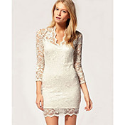 Songyi Women's V Neck Lace Bodycon Dress