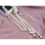 Viva Women's All Match Elegant Pearl Sweater Necklace