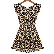 Blues Women's Round Neck Leopard Print Sleeveless Dress
