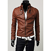 Heide Men's Stand Collar Motor Leather Coat