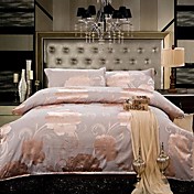 Duvet Cover Set,4-Piece The High-end Luxury Satin Jacquard Silk Bedding And Court Wind(200*230cm)
