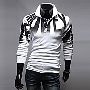 Lesen Men's Lapel Fashion Slim Letter Print Casual Long Sleeve T-Shirt O