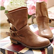 Women's Shoes Motorcycle Round Toe Low Heel Ankle Boots with Buckle More Colors available