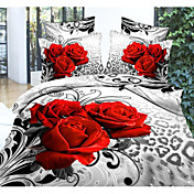 Shuian® Duvet Cover Set, 4 Piece Suit Comfort Simple Modern Ventilation Printed 3D Pattern Full