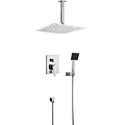 Contemporary Chrome Wall Mounted Double Handles Brass Shower Faucet with 12