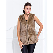 Fur Vest With Collarless In Faux Fur Casual/Party Vest
