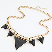 H&H European And American Fashion Personality More Triangle Necklace(Black)