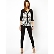Wuselin Women's 3/4 Sleeve Chiffon Fashionable Elegant Shirts