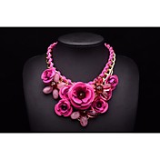 MS LUXURY Women's Crystal Gem Flower Pattern Necklace