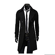 LangTuo Slim Two Sided Wool Long Type Double Breasted Coat(Black)