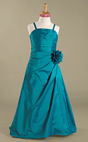 A-line Spaghetti Straps  Floor-length Taffeta Junior Bridesmaid Dress 