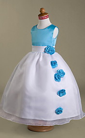 Ball Gown Scoop Floor-length Satin And Organza Flower Girl Dress 