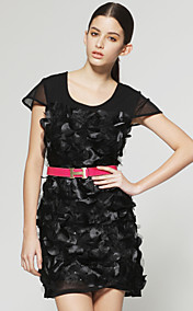 TS Flower Round Collar Short Sleeve Dress