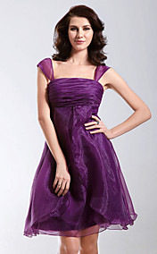 A-line Knee-length Square Neckline Organza Cocktail/ Homecoming Dress