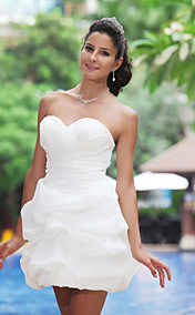Ball Gown Sweetheart Short/ Mini Satin Organza Weddding Dress