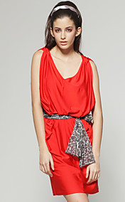TS Loose V Neck Leopard Belted Funky Dress