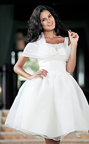 Ball Gown Knee-length Organza Wedding Dress With Wrap 