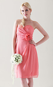 Clearance!Sheath/ Column Sweetheart Knee-length Chiffon Bridesmaid Dress