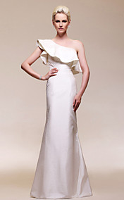 Taffeta Sheath/Column One Shoulder Floor-length Evening Dress inspired by Renee Bargh 