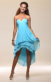 Shealth/Column Strapless Asymmetrical Chiffon Cocktail Dress