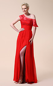 Chiffon Sheath/ Column One Shoulder Floor-length Evening Dress inspired by Carrie Underwood