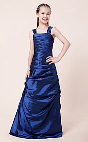 A-line Princess Straps Floor-length Taffeta Junior Bridesmaid Dress