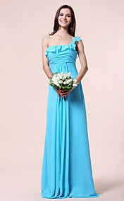 Sheath/ Column One Shoulder Empire Floor-length Chiffon Bridesmaid Dress
