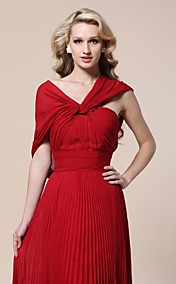 Sheath/ Column V-neck Floor-length Pleated Chiffon Evening Dress