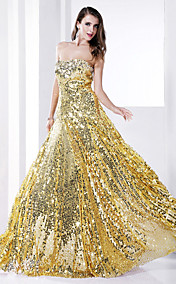 Sheath/Column  Strapless Floor-length Sequined Evening Dress 