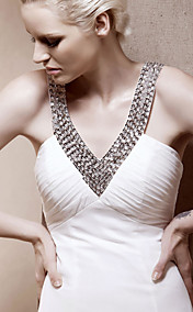 A-line V-neck Court Train Chiffon Wedding Dress 
