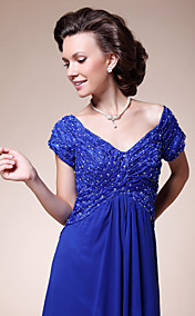 A-line Off-the-shoulder Sweep/ Brush Train Chiffon Mother of the Bride Dress