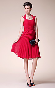 A-line Halter Knee-length Chiffon Mother of the Bride Dress