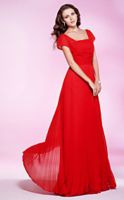 Sheath/ Column Square Floor-length Chiffon Evening Dress