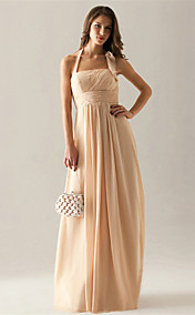 Empire Halter Floor-length Chiffon Bridesmaid Dress 