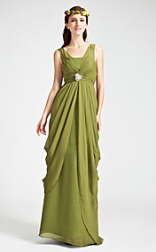 Sheath/Column V-neck Floor-length Chiffon Bridesmaid Dress