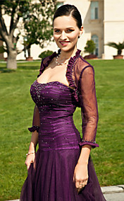 A-line Strapless Floor-length Tulle Mother of the Bride Dress With A Wrap