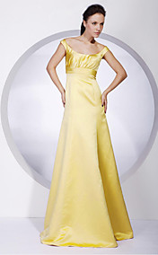 A-line Off-the-shoulder Sweep/ Brush Train Satin Bridesmaid/ Wedding Party/ Evening Dress