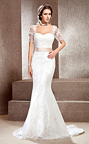 Trumpet / Mermaid Off-the-shoulder Chapel Train Lace Wedding Dress