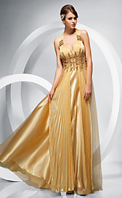 Sheath/Column Straps Floor-length Chiffon Tulle Evening Dress