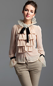 TS Lapel Ruffle Front Blouse Shirt